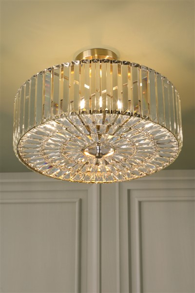 (image for) Laura Ashley Fernhurst 4 Light Semi-Flush Crystal and Antique Brass